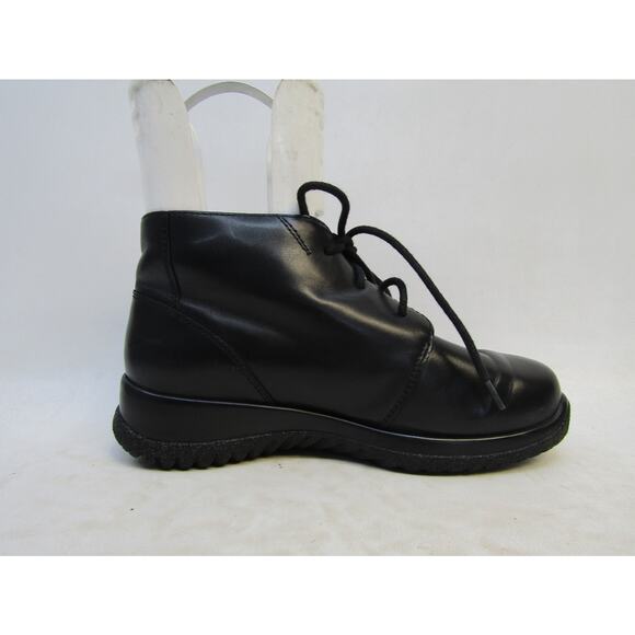 Drew Womens Size 6.5 WW Wide Width Black Leather Lace Up Ankle Boot Booties - Picture 4 of 11